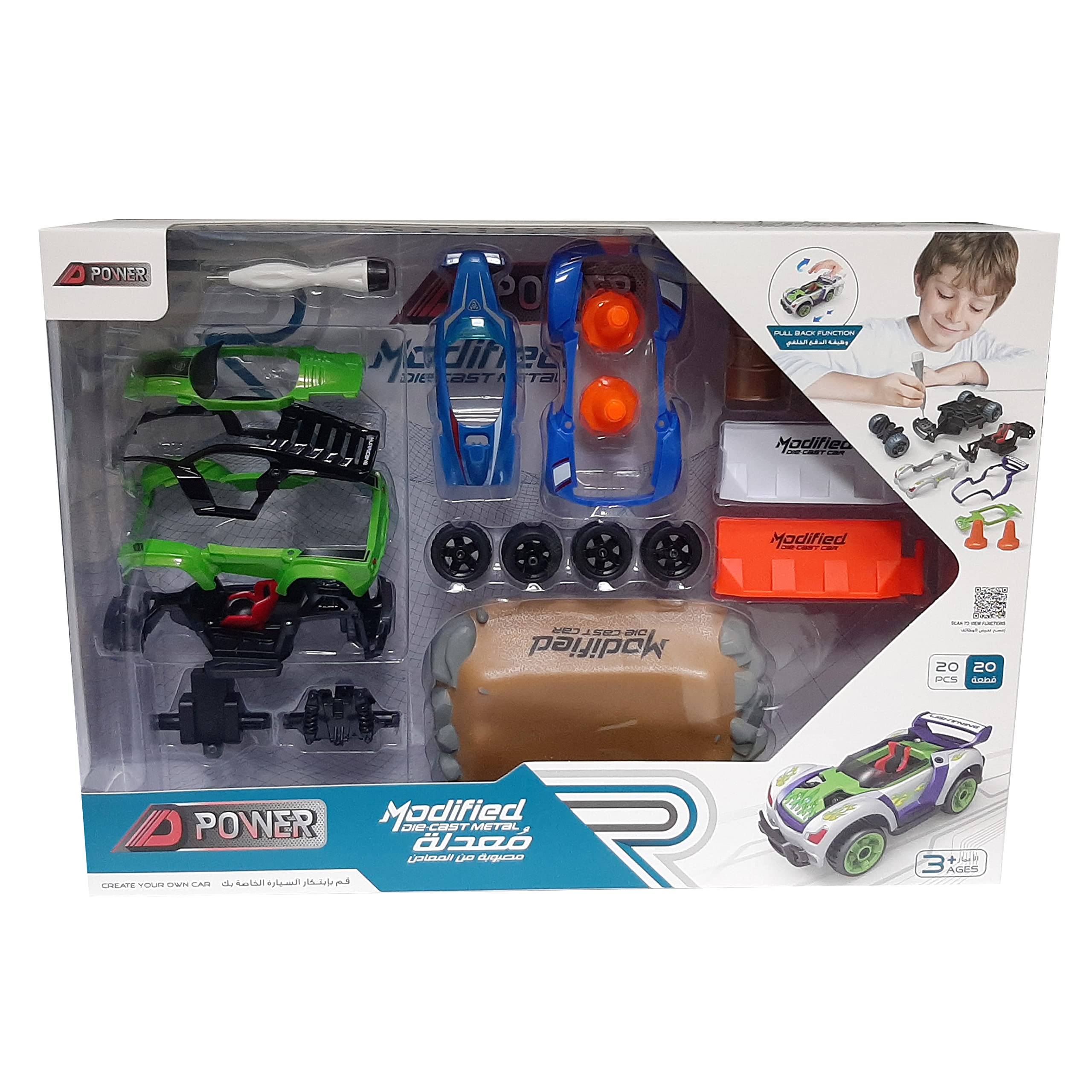 D-Power20pcs DIY Modified Race Car for Kids | Car Building Toy Kit | Make you own Racing Car, Scale 1:32
