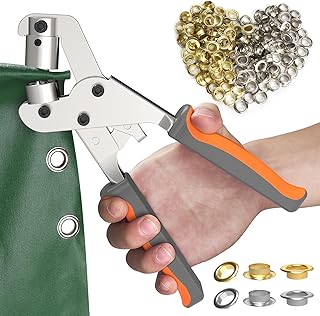 Grommet Tool Kit - 3/8 Inch Grommet Kit Handheld Grommets Eyelet Pliers Set, Brass Grommet Press Kits Save Effort Hole Punch Plier with 500pcs Eyelets Grommets for Tarps Leather Paper Fabric Flag