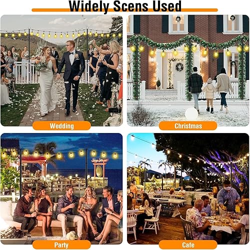 Miniatura 14 de AILBTON Paquete de 2 postes de luz de cadena de 10 pies, postes de luz para luces exteriores, exteriores con soportes de valla, luces colgantes