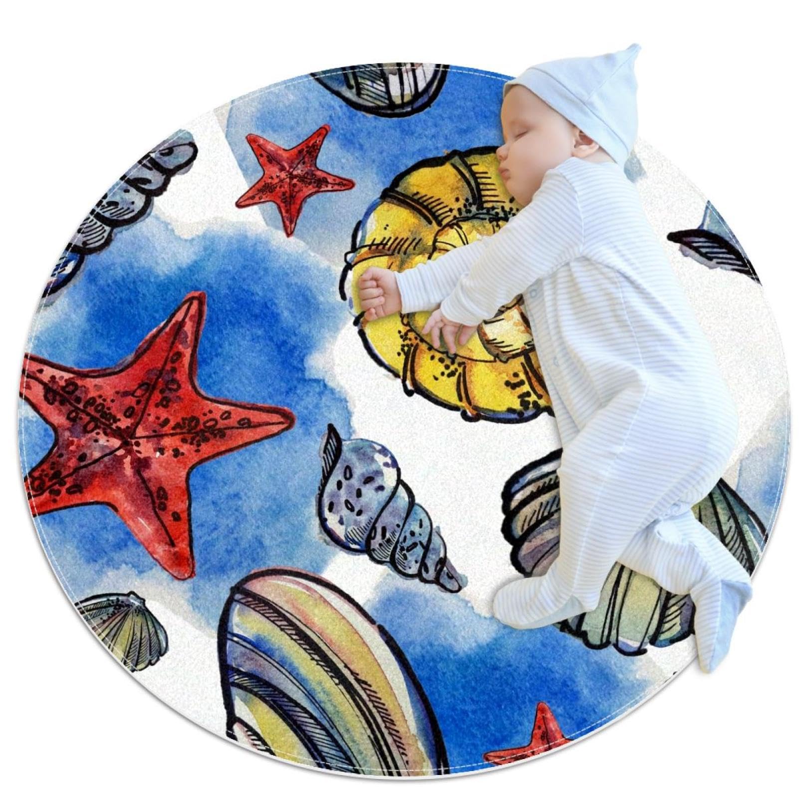 Tapis salle de bain aquarelle conque pour chambre enfant et canapé