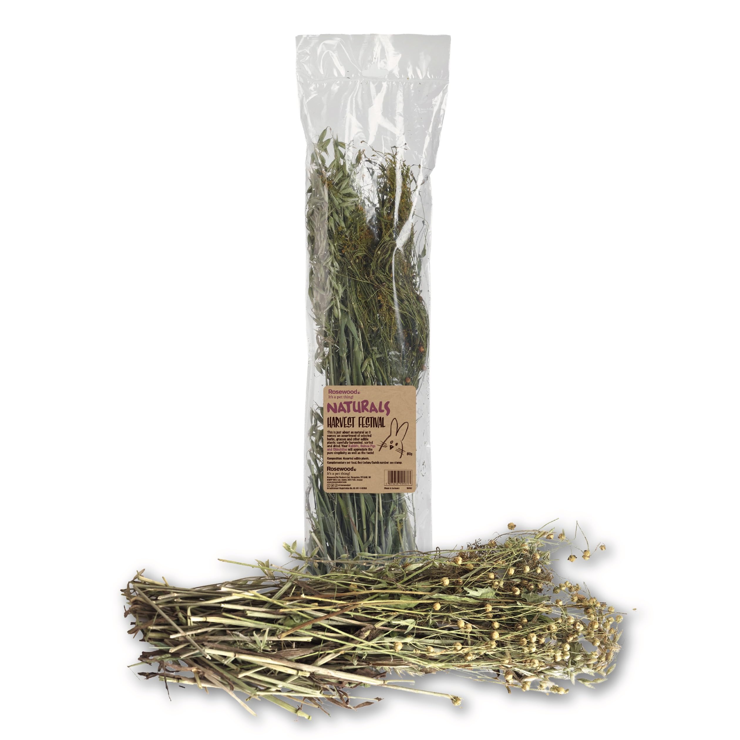 2 PACK ROSEWOOD NATURALS DRY HARVEST FESTIVAL SMALL ANIMAL RABBIT TREATS 80G