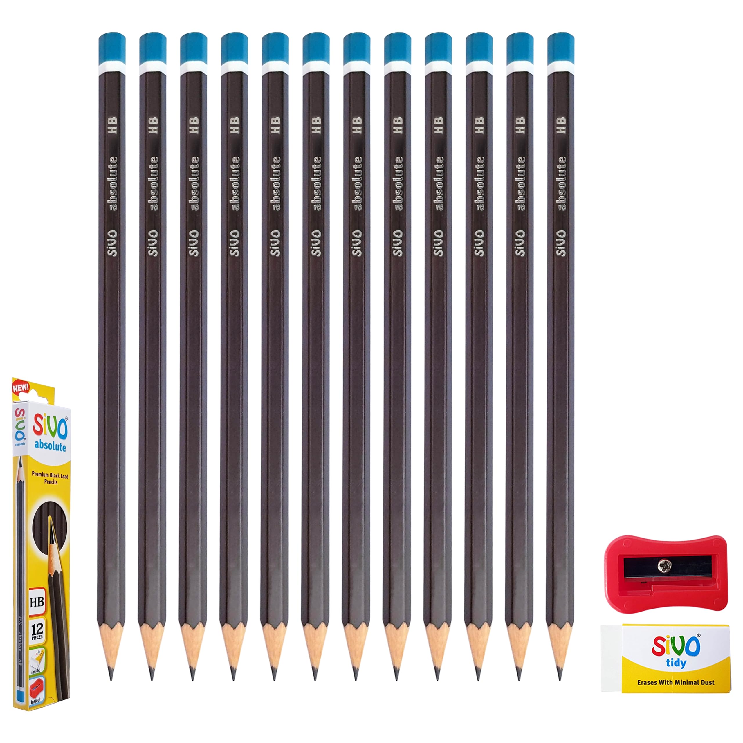 SIVO Absolute Graphite Drawing Pencils, HB Graded, Pack of 12, Professional Artists Sketching Pencils, Perfect for Sketch Shade Write Tone Draft Draw