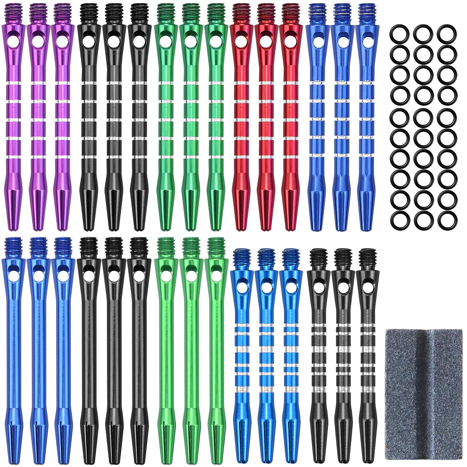 FSWWSF Dart Schäfte 2BA 30 Stück Alumium Dart Shafts mit Gummi Ring & Dart Schleifstein Dart Schaft 50/53mm Dart Ersatzteile