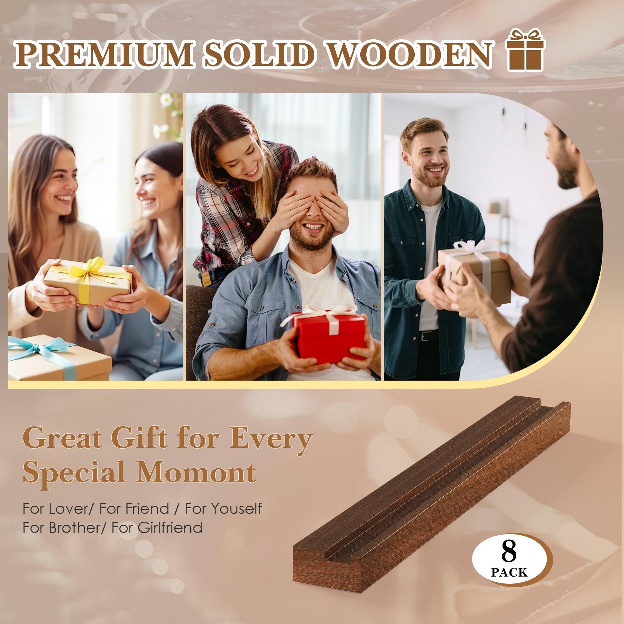 8 Stück Schallplatten Wandhalterung, Holz Vinyl Halter, Schallplatten Regal Halter Wand, Vinyl Wandhalterung, Zur Platzierung Von Schallplatten, CD, Fotoalben Und Sammlungen(Nussbraun)