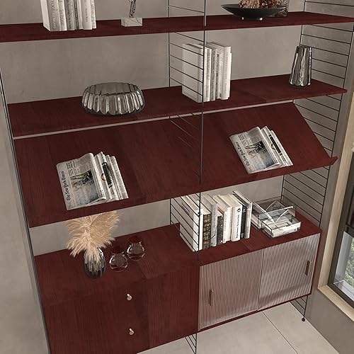 Miniatura 5 de BAYYA Papel tapiz autoadhesivo de grano de madera de cerezo ancho, color marrón rojo, 24 x 197 pulgadas, grueso, mate, impermeable, calcomanías de