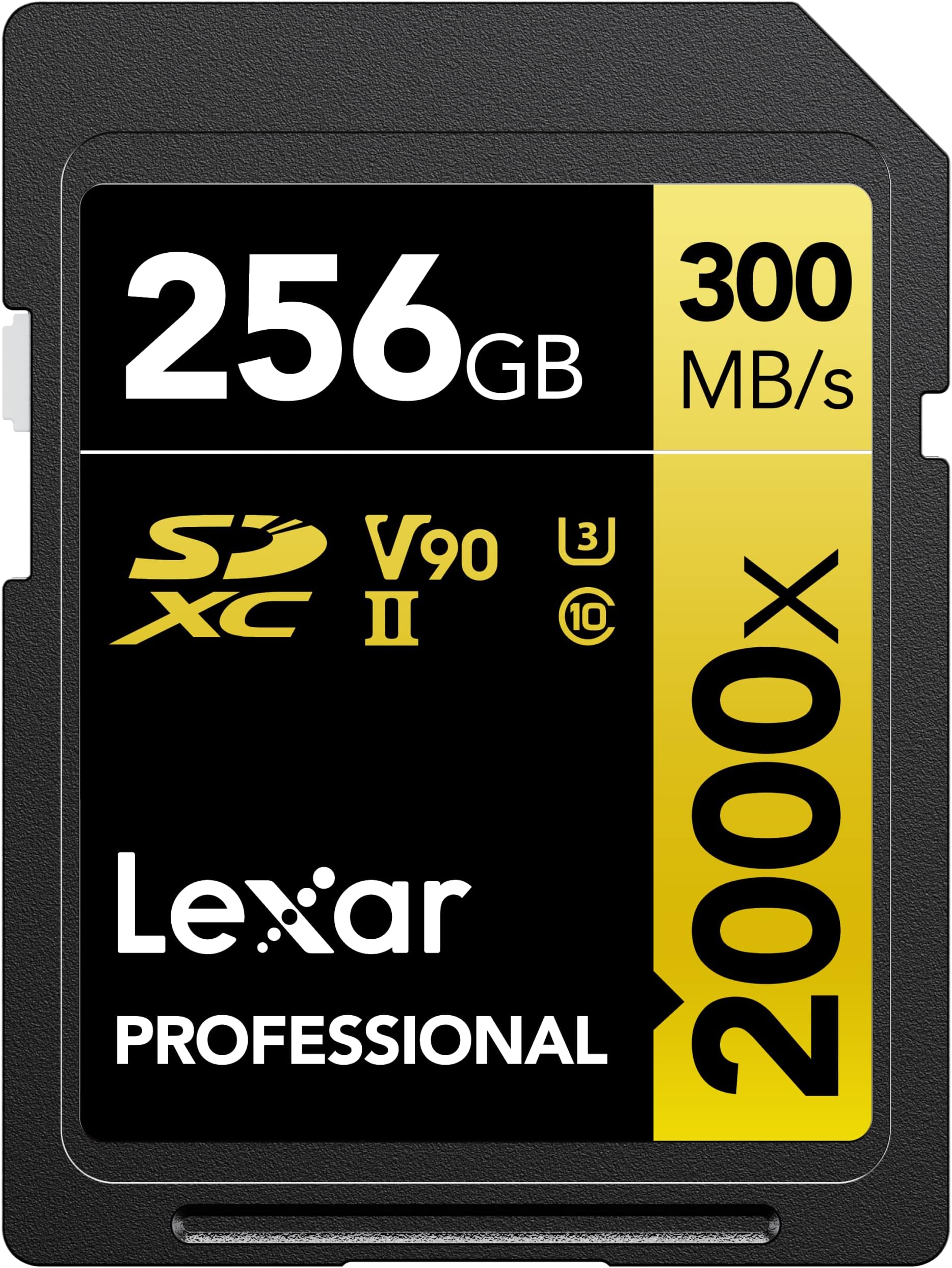 Lexar Professional 2000x SD Card 256GB, SDXC UHS-II Memory Card, Up to 300MB/s Read, for DSLR, Cinema-Quality Video Cameras (LSD2000256G-BNNNG)