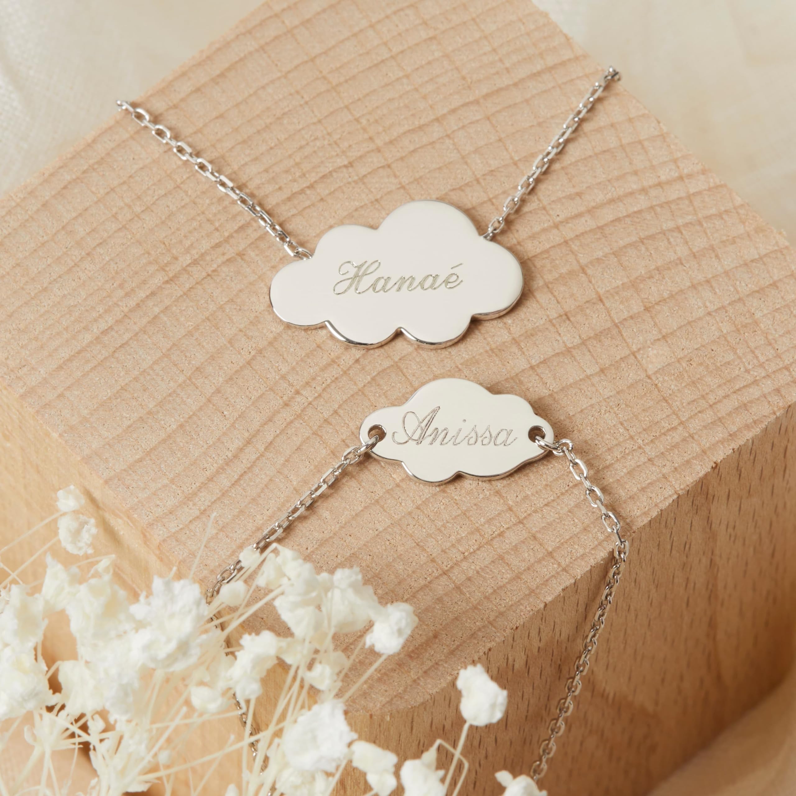 Pulsera de nube infantil personalizada de plata