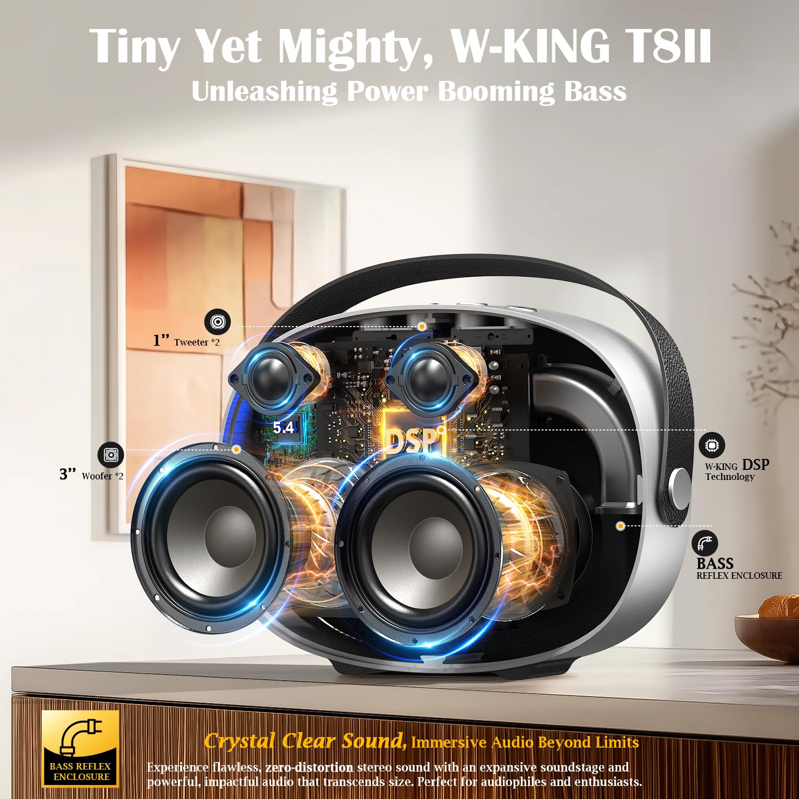 W-KING T8II Cassa Bluetooth Potente Portatile Altoparlanti, 96W Picco Boombox Potente Esterno con Subwoofer, Bassi Profondi, Ricarica Rapida, LED/BT5.4/U-Disk/AUX, Party Altoparlante Grande