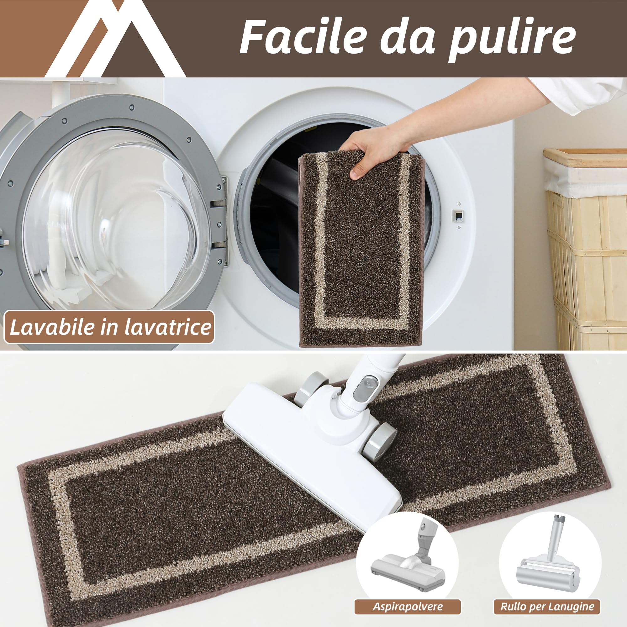 COSY HOMEER Tappetini Per Gradini, 70 x 22 cm, 4 Pezzi, Autoadesivi Tappeto Per Scale Antiscivolo Retro in TPE Lavabili in Lavatrice 100% Poliestere, Marrone