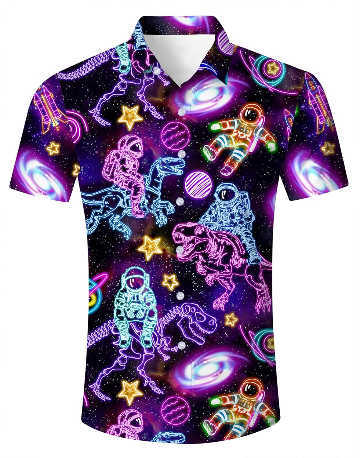 Fanient Mens Hawaiian Shirt Summer 3D Print Casual Short Sleeve Button Down Graphic Aloha Dress Shirts