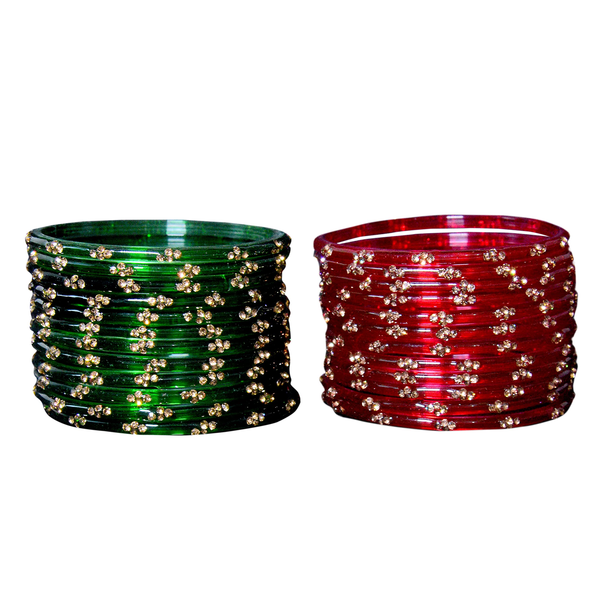 Khannak Traditional Zircon studded Glass Bangles for Women| Green bangles and Red bangles for Women (12 Bangles in red colour and 12 bangles in green colour)(2.2) (B0C576DYT8) Amazon Price History, Amazon Price Tracker