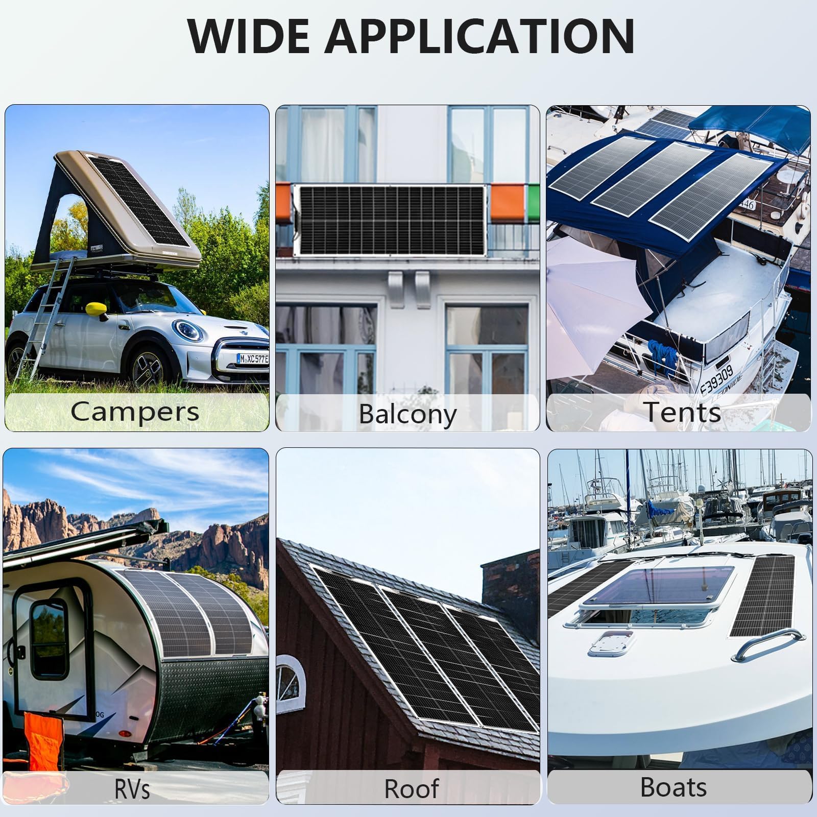 XINPUGUANG Pannello solare flessibile 12 V 100 W Pannello solare Monocristallino Pannello fotovoltaico per camper, caravan, barche