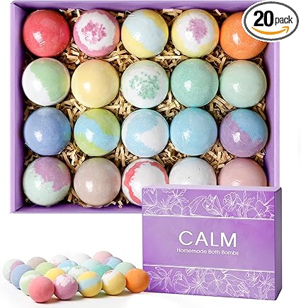 20PCS Bath Bombs for Women Presents Set Natural Wonderful Fizz Effect Bath Bomb with Shea Butter & Essential Oils, Bubble Bath Mothers Day Presents for Mom, Wife, Girlfriend