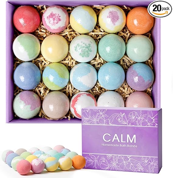 20PCS Bath Bombs for Women Presents Set Natural Wonderful Fizz Effect Bath Bomb with Shea Butter & Essential Oils, Bubble Bath Mothers Day Presents for Mom, Wife, Girlfriend