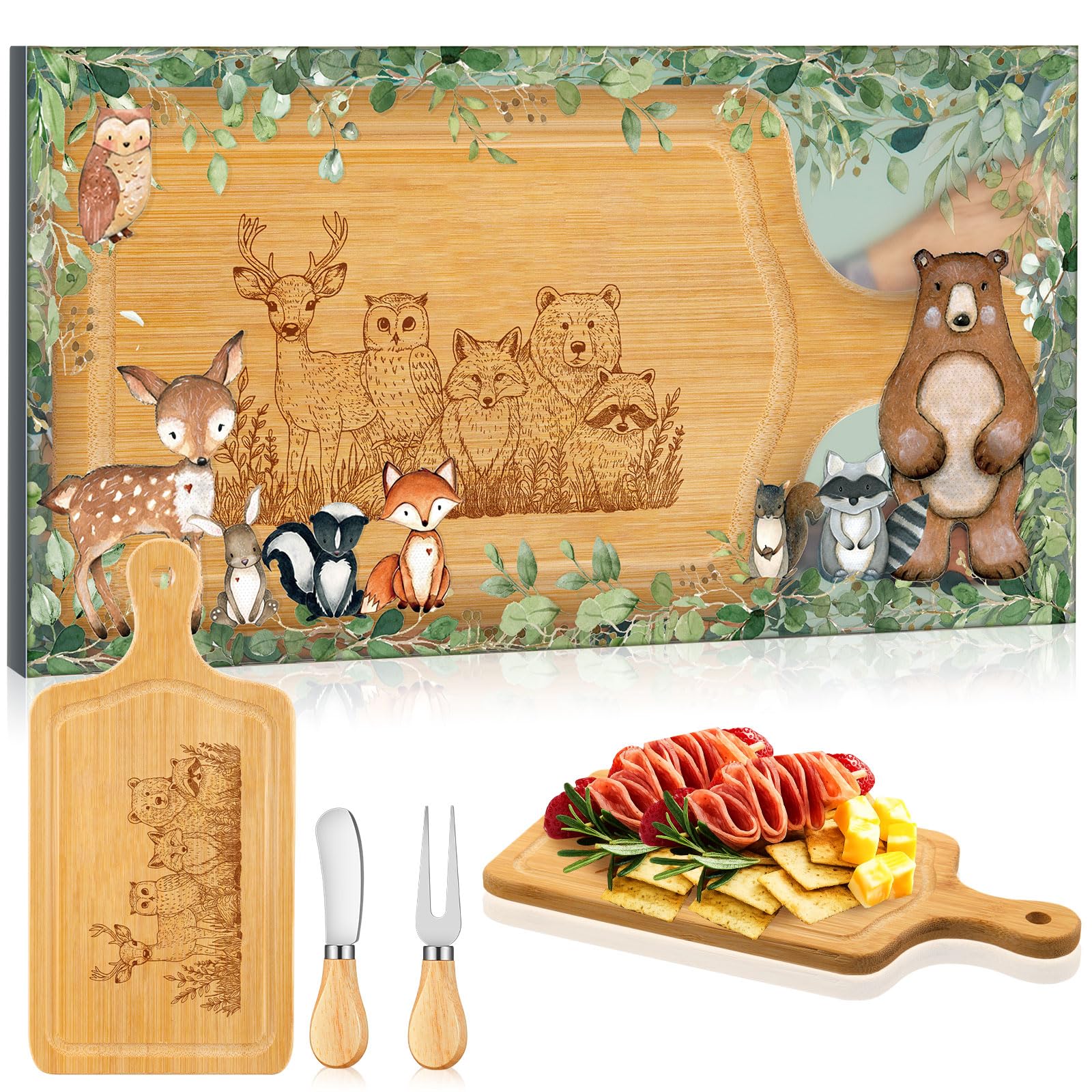 Jeu de fête prénatale original : plateau à fromage avec couteaux et cadeaux pour invités