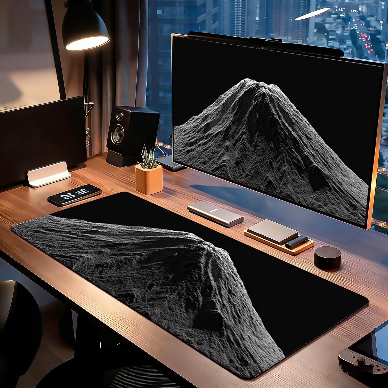 Tappetino Mouse Gaming, 1200x600mm Tappetino Mouse XXL nero 0c0-283 | Mouse Pad Grande, Ottimizzato per i Sensori da Gioco, Migliora Precisione e Velocità, per Mac e PC, Montagna