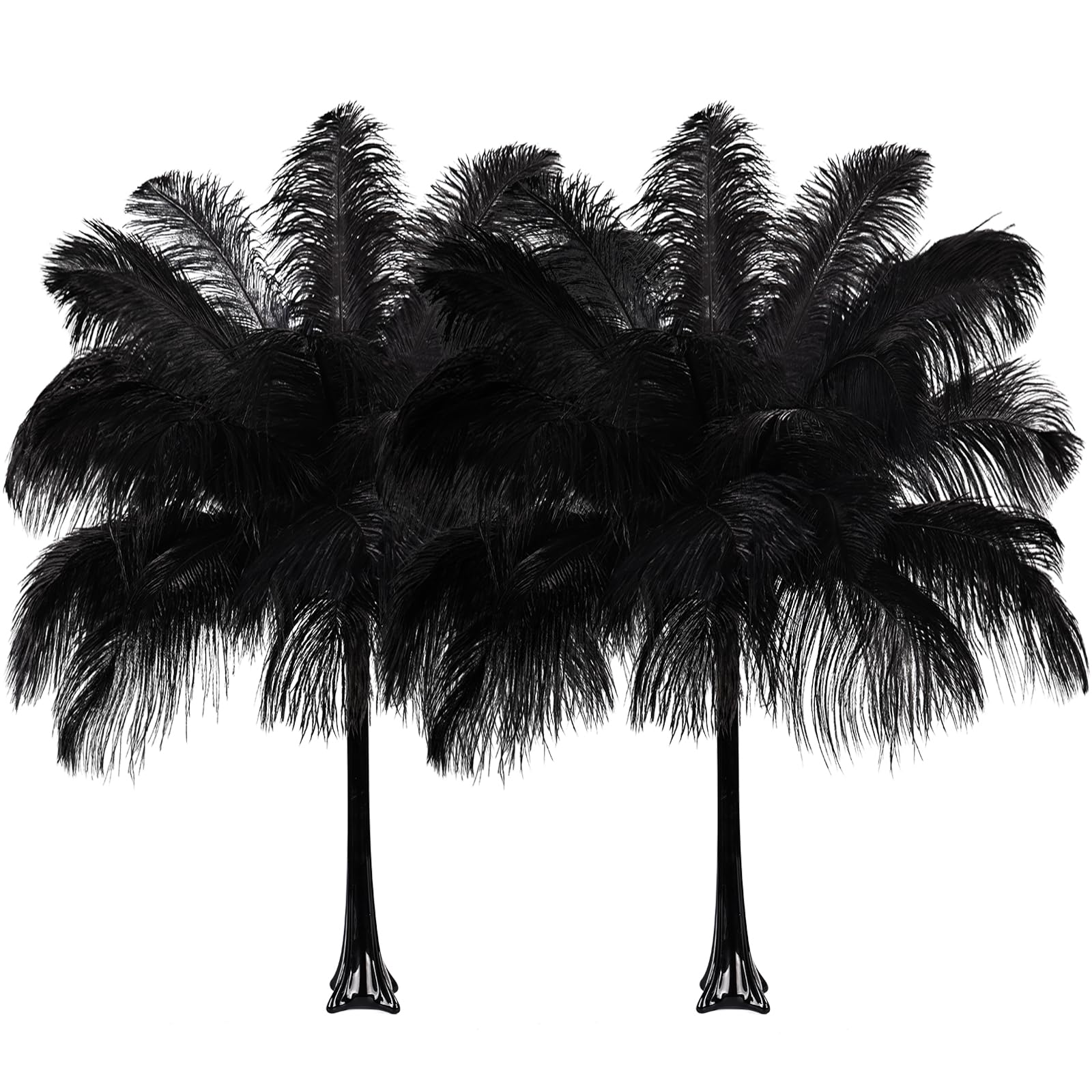 Piume di struzzo nere naturali, confezione da 40, 35,6-40,6 cm, 30,5-35,6 cm (20 pezzi ciascuna), per fai da te, vasi, artigianato, matrimoni, feste, centrotavola, decorazioni natalizie