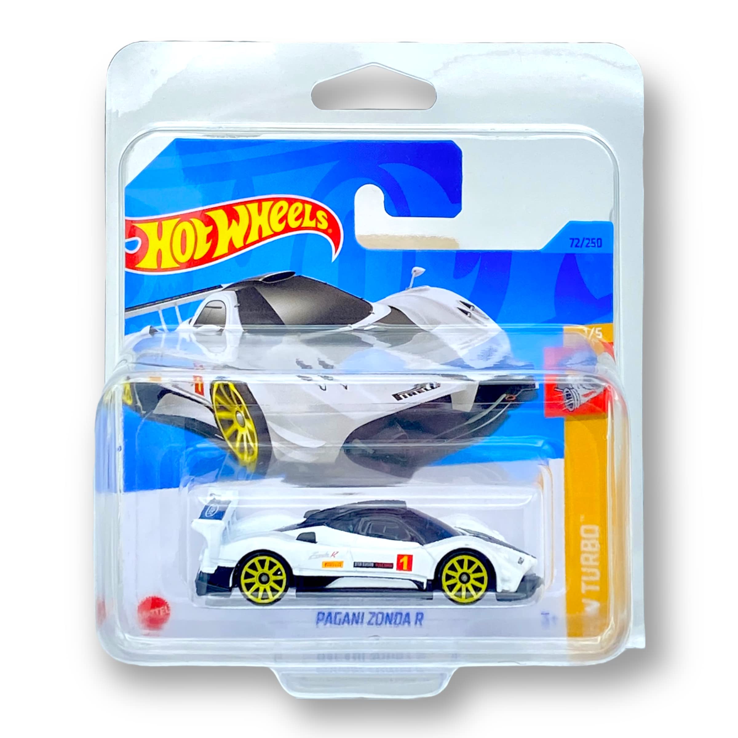 Hot Wheels Pagani Zonda R (White) 1/5 HW Turbo 2023-72/250 (Short Card) - COMES IN A KLAS CAR KEEPER PROTECTIVE COLLECTORS CASE - HKJ36