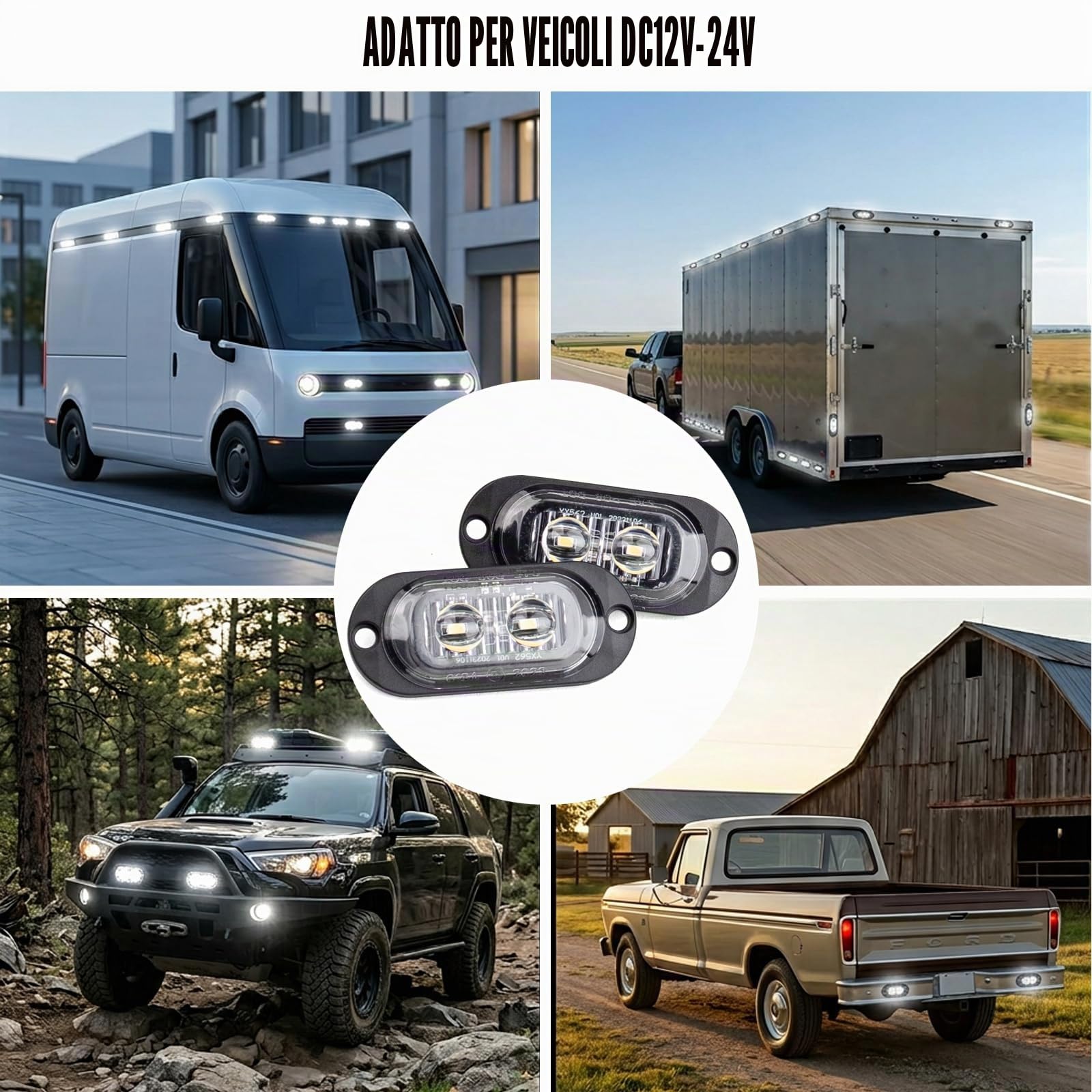 Catekro 10x Luci Ingombro LED 12V-24V, con 2 LED, Impermeabile, Bianco | Luci Ingombro Camper Ripetitori Laterali a Filo per Auto Indicatori Laterali Universali per Camion Furgone Roulotte Barche
