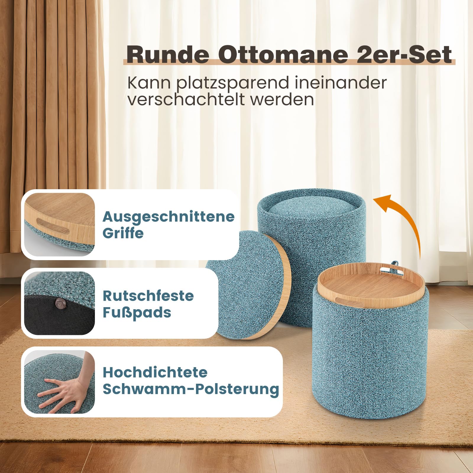 HOMCOM Kruk Gepolsterde Kruk, Teddyfleece, Verborgen Opbergruimte Omkeerbaar Deksel 56 Cm X 56 Cm X 42 Cm Grijs~1uph18sva5800