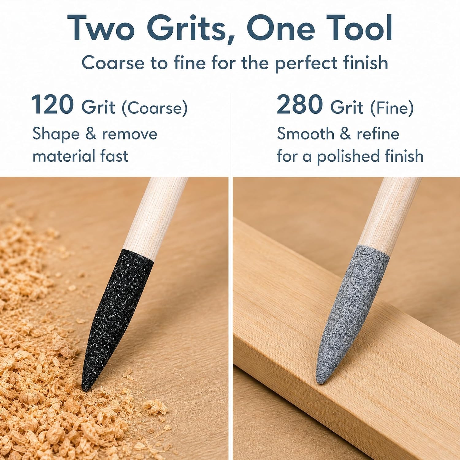 5 Pcs Sanding Sticks, 120/280 Grit Double-Ended Pen-Style Precision Sanding Tool, Multi-Tip Micro Sander for Plastic Models, Wood, 3D Prints & Hobby Craft Detailing