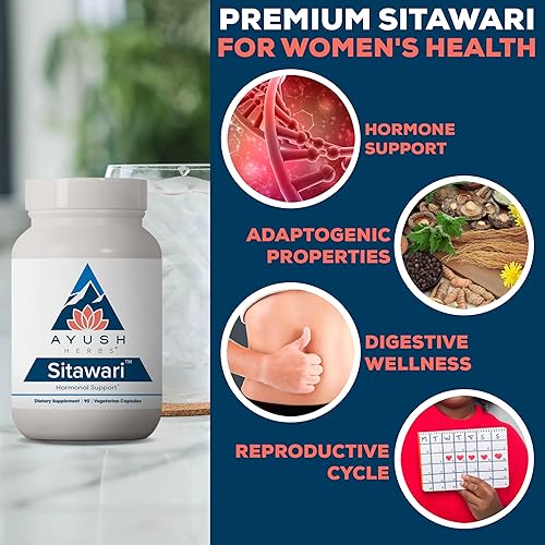 Miniatura 4 de Ayush Herbs Sitawari, Suplemento de equilibrio hormonal para mujeres, suplemento de salud reproductiva ayurvédica, 90 cápsulas vegetarianas