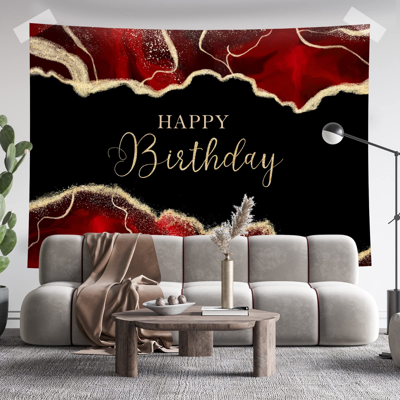 Fotohintergrund Geburtstag Rsuuinu Geburtstags-Hintergrund 2,1x1,5m -  Schwarz-Rot-Gold Glitzer Fluid Marble Design Für Fotohintergrund 2.1x1.5m  Party Dekoration, image size:1600x1600