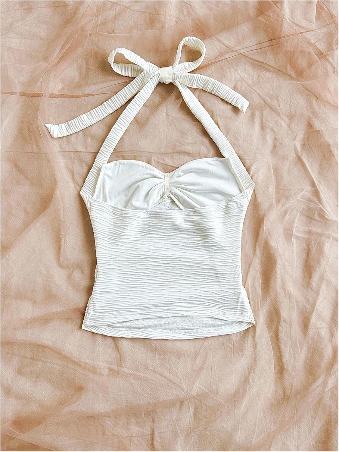 SOLY HUX Girl's Summer Ruched Halter Top Metal Decor Tie Back Sleeveless Tank Cute Vacation Tops