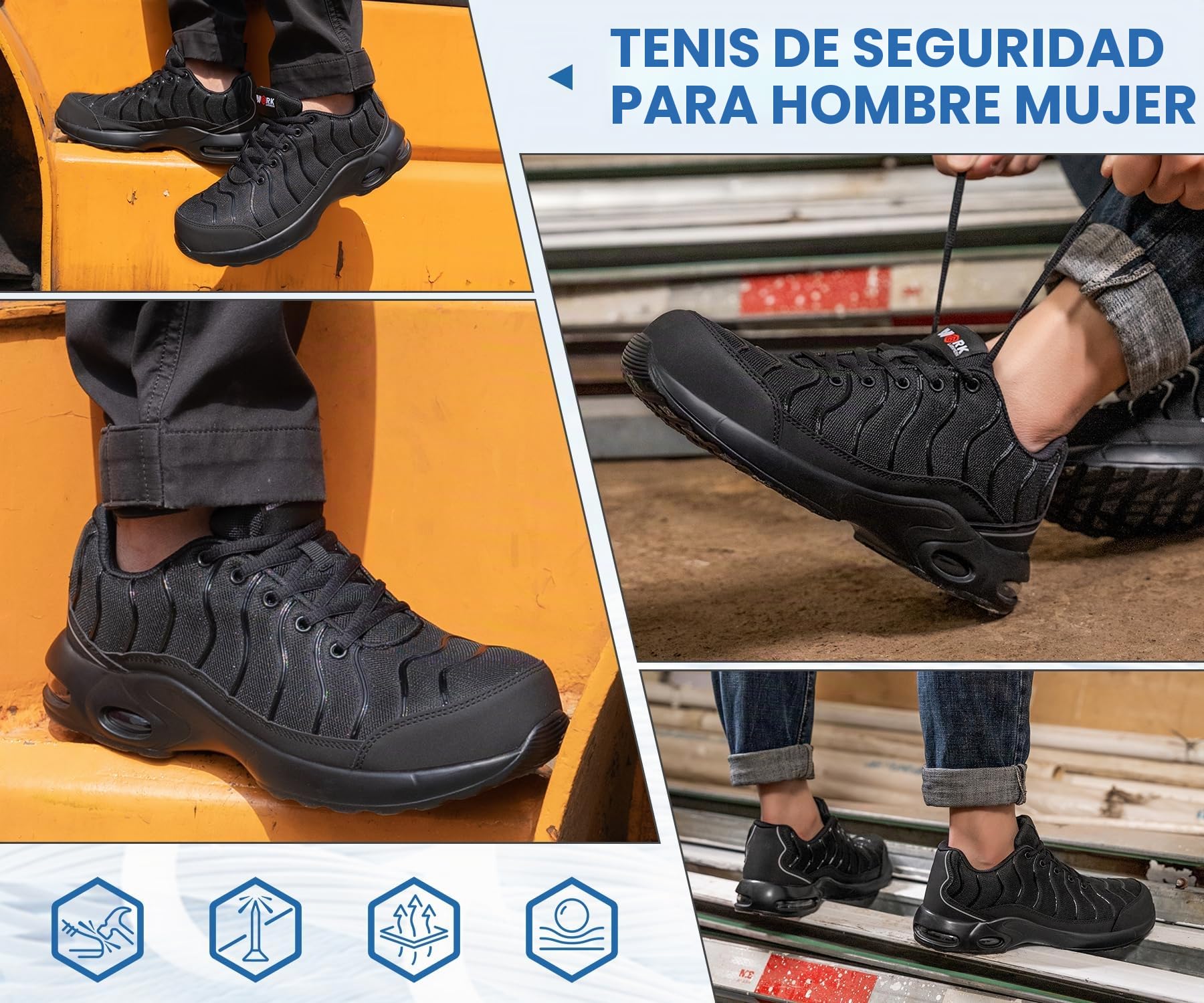 LARNMERN Zapatos de Seguridad para Hombre Mujer Trabajo Clazado