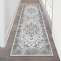 Vista 95 de HEBE - Alfombra de pasillo de 2 x 8 pies, lavable, vintage, envejecida, antideslizante, alfombra de lavandería, alfombra bohemia para pasillos