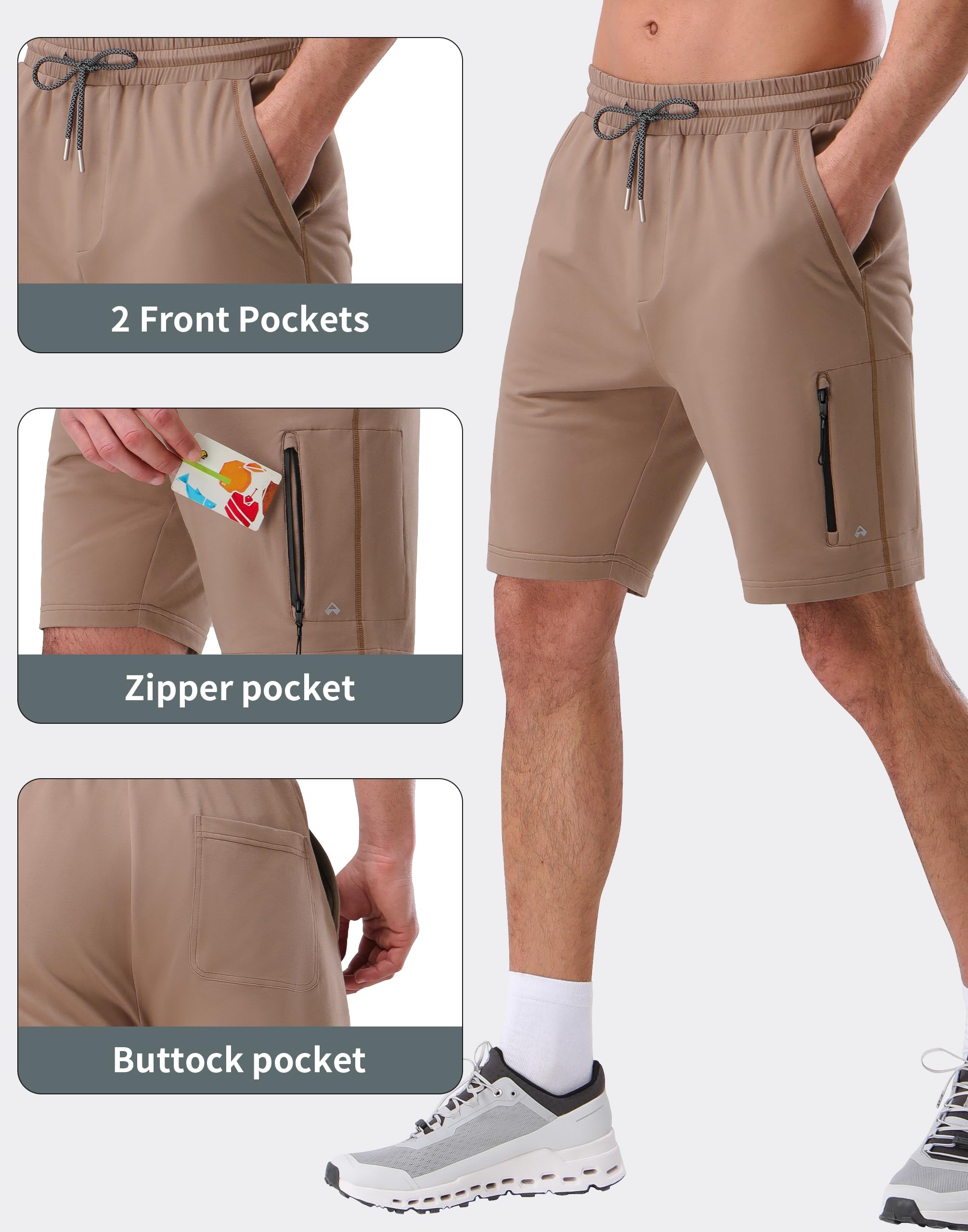 Pioneer Camp - Pantalones cortos deportivos para correr y fitness (7 pulgadas, algodón, cintura elástica, con múltiples bolsillos)