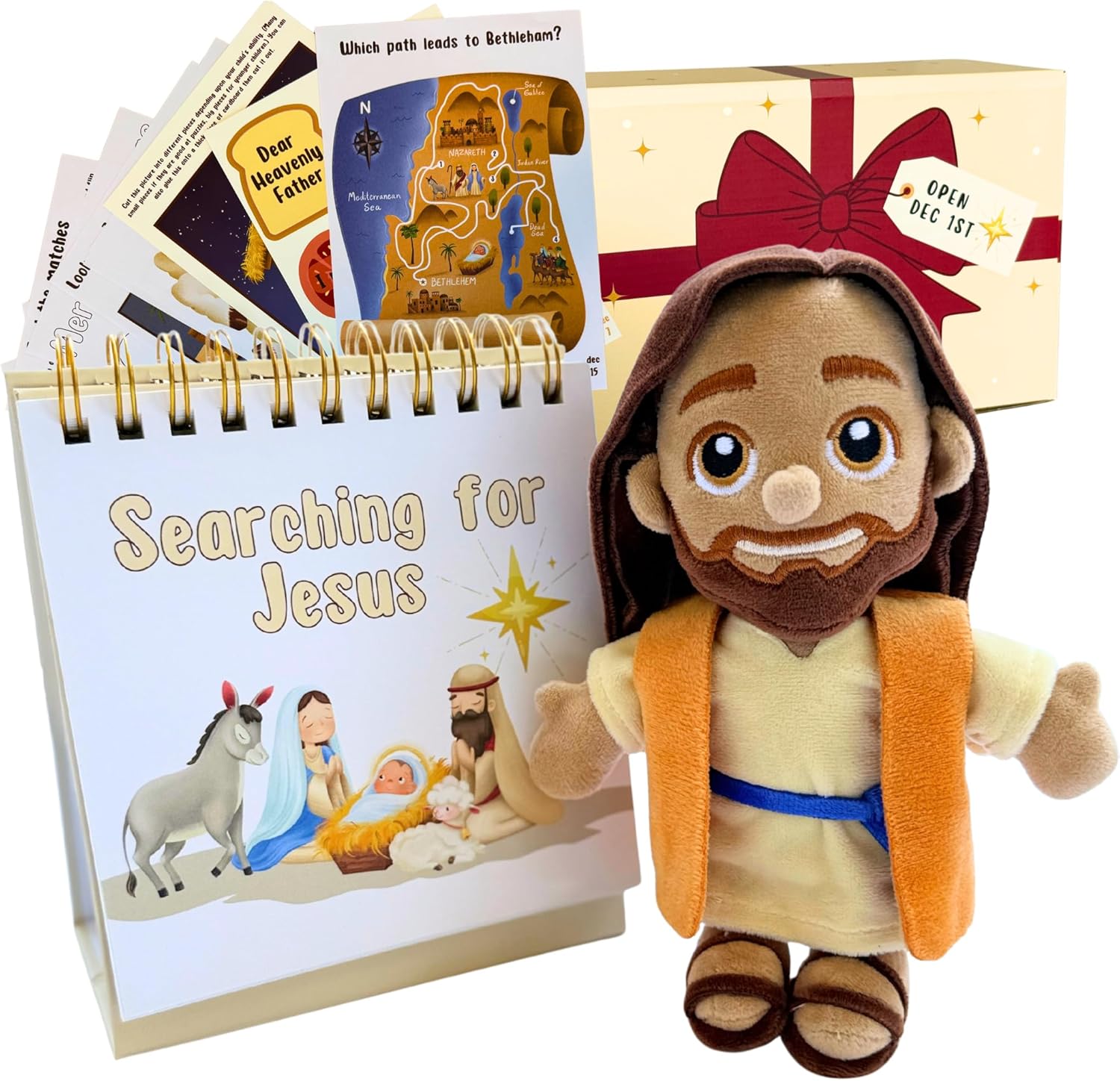 Christian Advent Calendar for Kids with Jesus Doll, Nativity Calendar & Activities – Christ-Centered Christmas Toy for Children Ages 3-8 – Christian Gift for Families