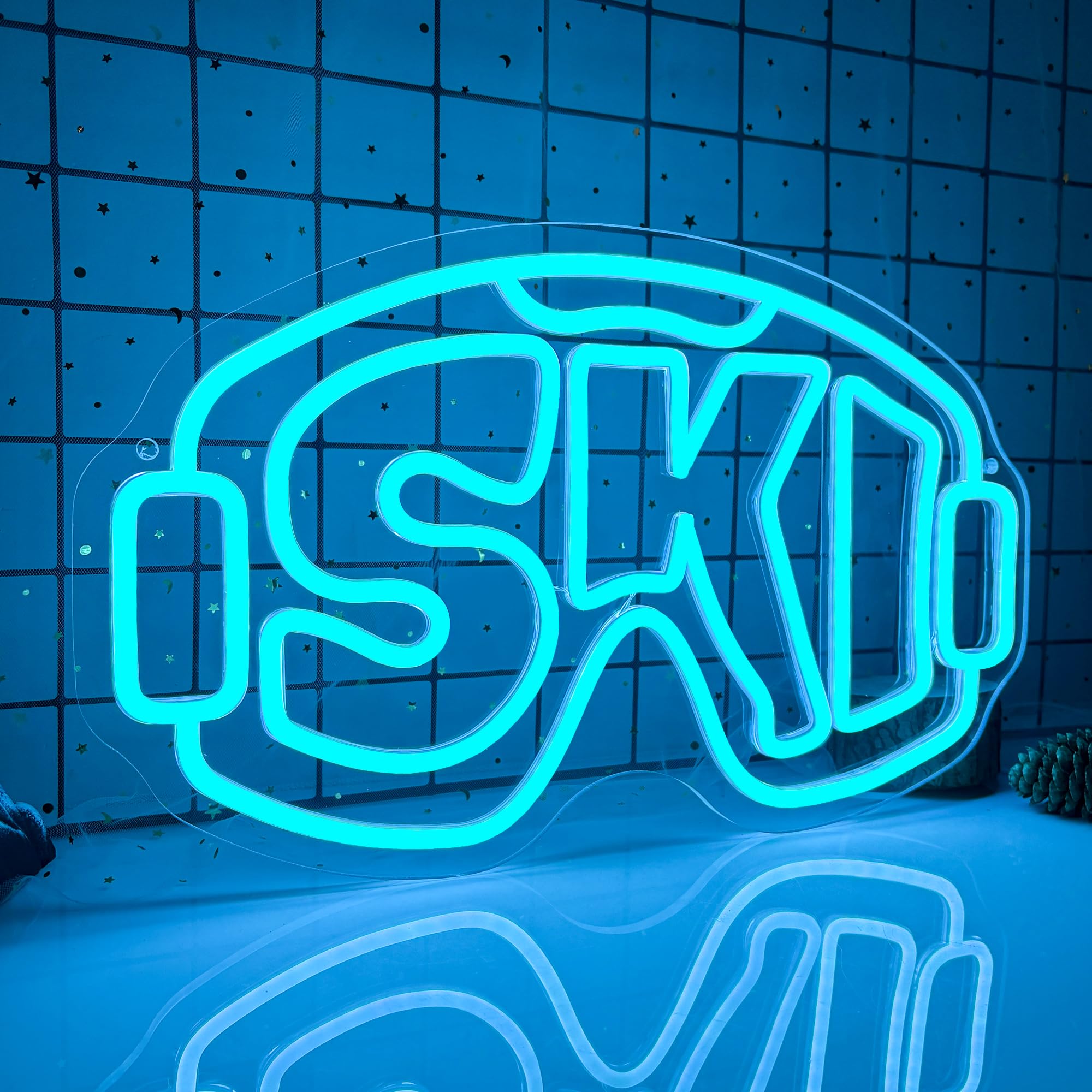 Señal de neón con gafas de esquí, luz LED de neón para deportes de invierno, alimentada por USB, regulable, para cabaña de montaña, decoración de esquí, temática deportiva, decoración de bar, sala de