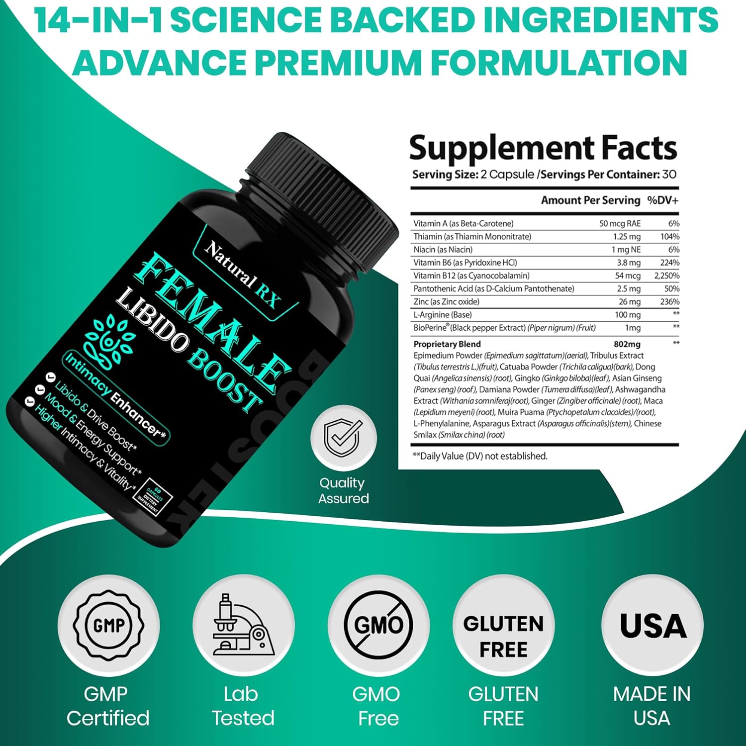 Fast Acting Female Libido Booster | Female Enhancement, Long Lasting, Hormonal Balance | High Intimacy, Increases Drive and Mood with Maca Root, Ginseng, Tribulus, Gingko| Non GMO USA Made 60 Capsules Fast Acting Female Libido Booster | Female Enhancement, Long Lasting, Hormonal Balance | High Intimacy, Increases Drive and Mood with Maca Root, Ginseng, Tribulus, Gingko| Non GMO USA Made 60 Capsules