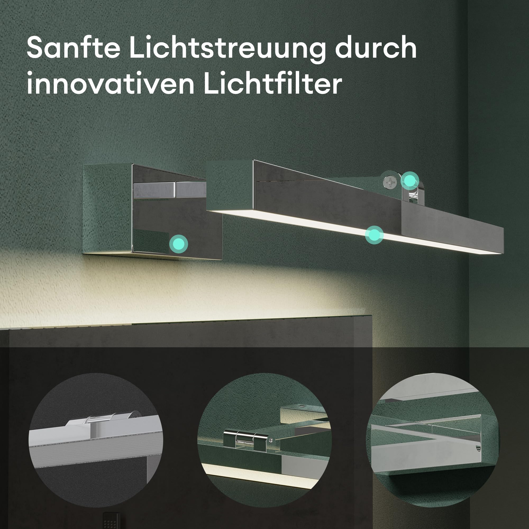 Mai & Mai Lampada da Specchio LED per Bagno, Applique Specchio Luce Bianca Neutra, Luce per Trucco, Illuminazione da Parete, 40cm, 9W, 4000K