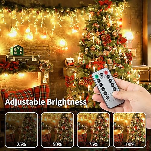Miniatura 4 de koopower Luces de Navidad de carámbano de 16.4 pies con temporizador, control remoto (regulable, 8 modos), tira de luces impermeables alimentadas