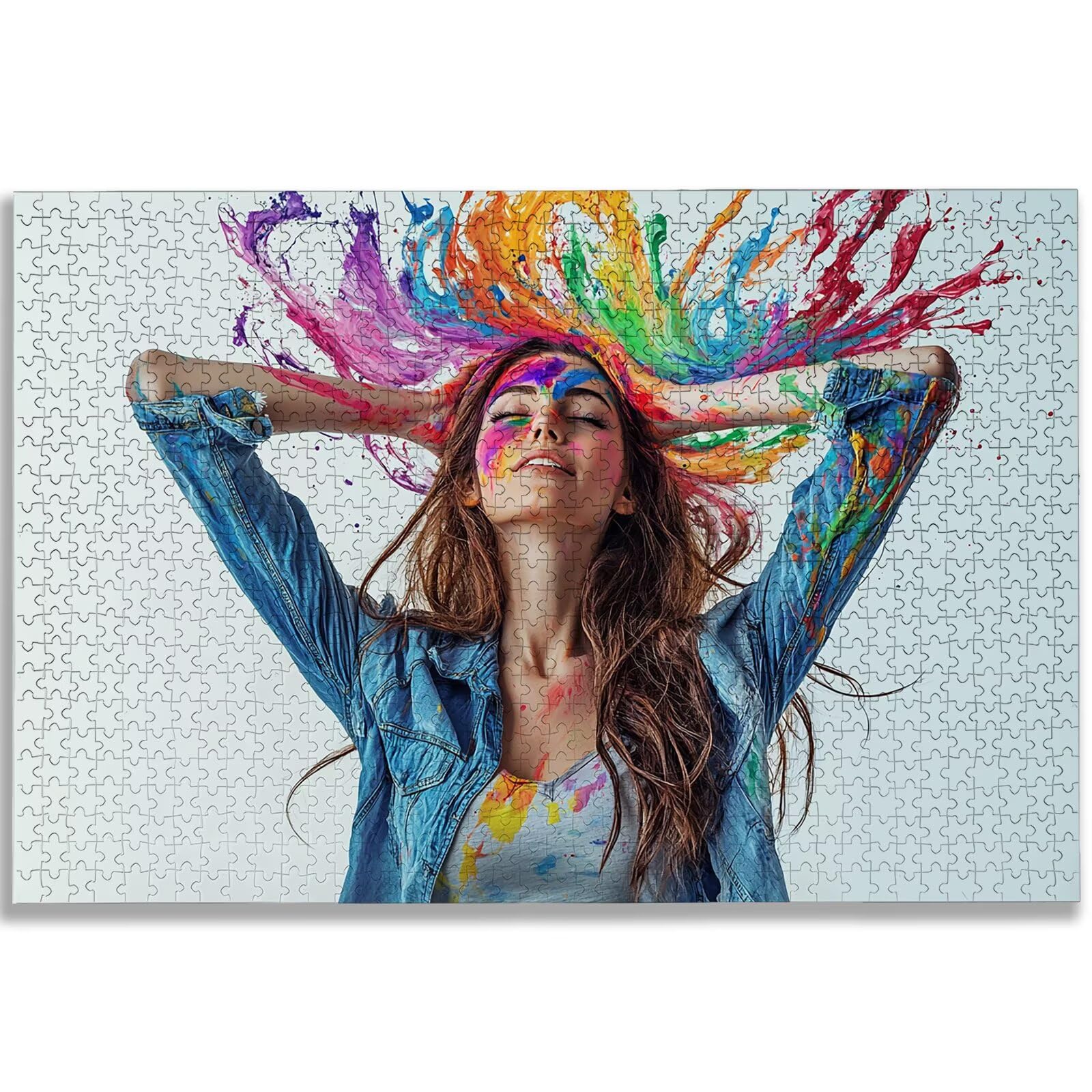 Puzzle 1500 elementów, abstrakcyjne puzzle dla dorosłych, 1500 elementów, kolorowe drewniane puzzle dla dorosłych, wymagająca łamigłówka, puzzle dla całej rodziny, drewniane puzzle do dekoracji salonu