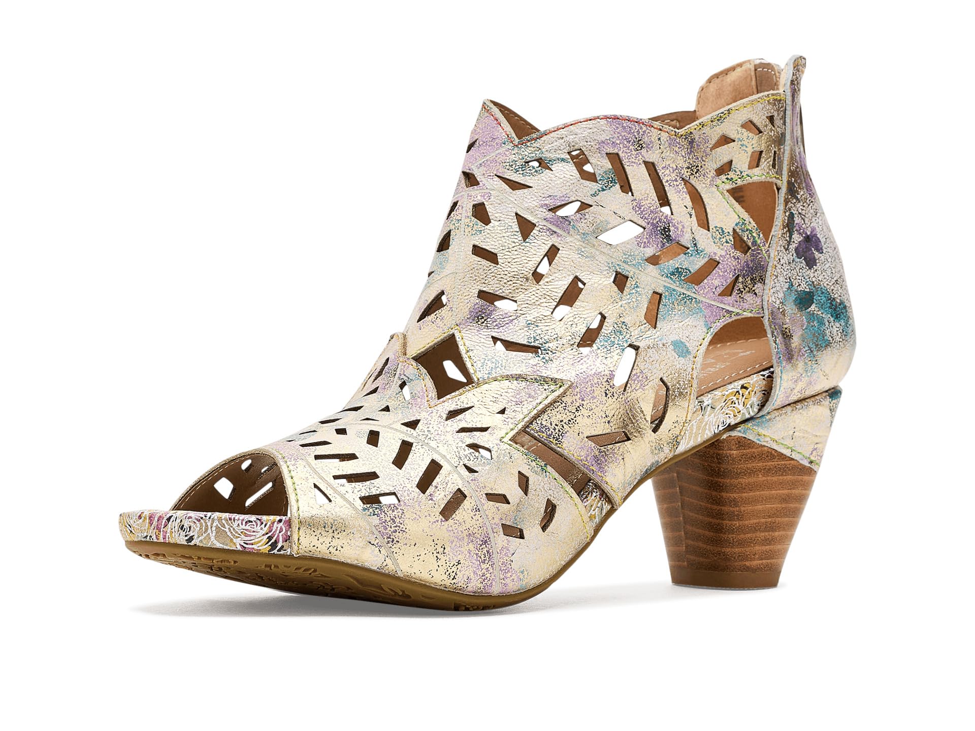 L`Artiste Icon-met Women’s Sculpted Heel Shootie with Hand-Painted Comfort-image-36