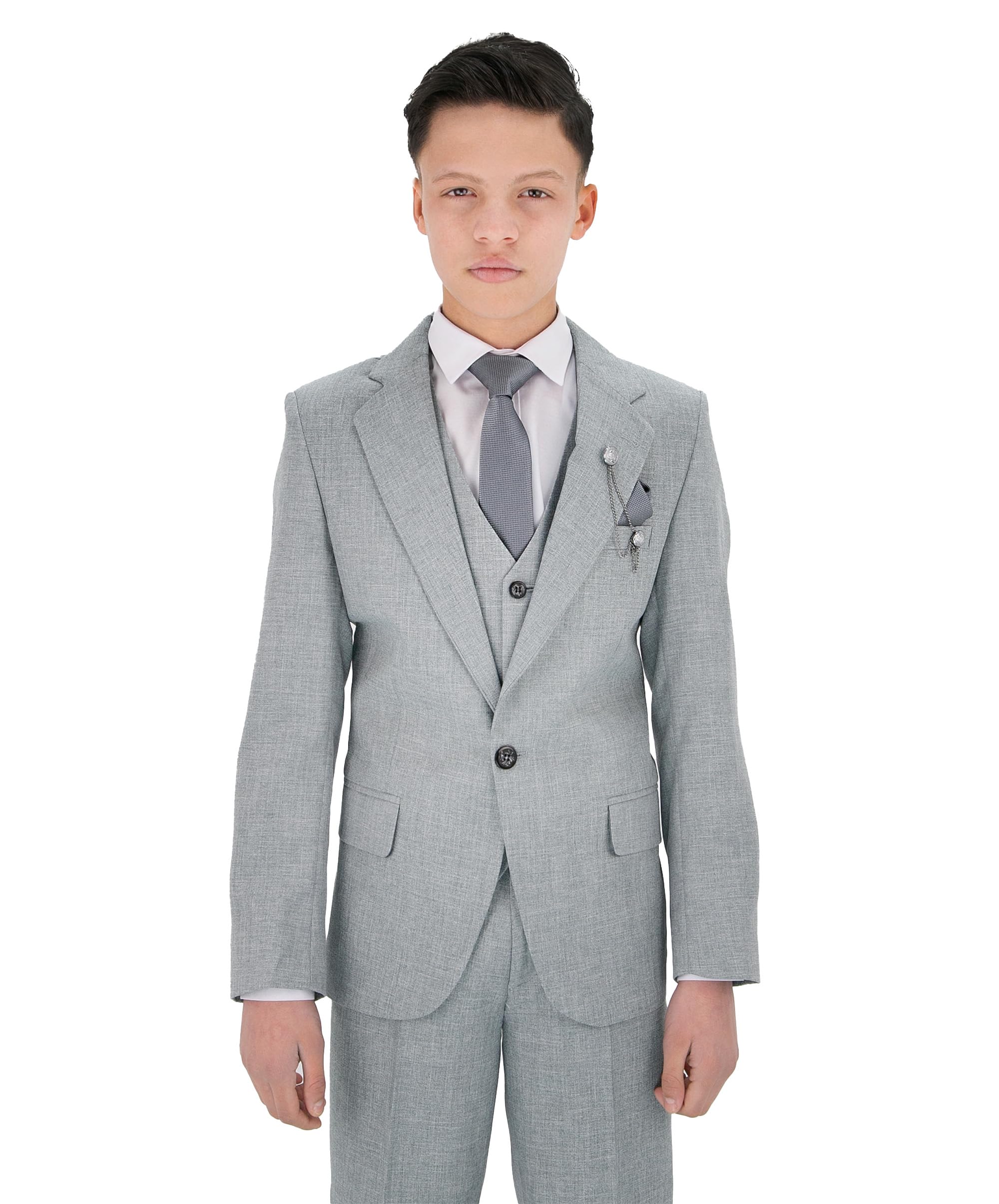 Costume Formel texturé 8 pièces pour garçon - Ensemble Coupe Slim pour garçon d'honneur, Mariage, Communion, 1 à 16 Ans