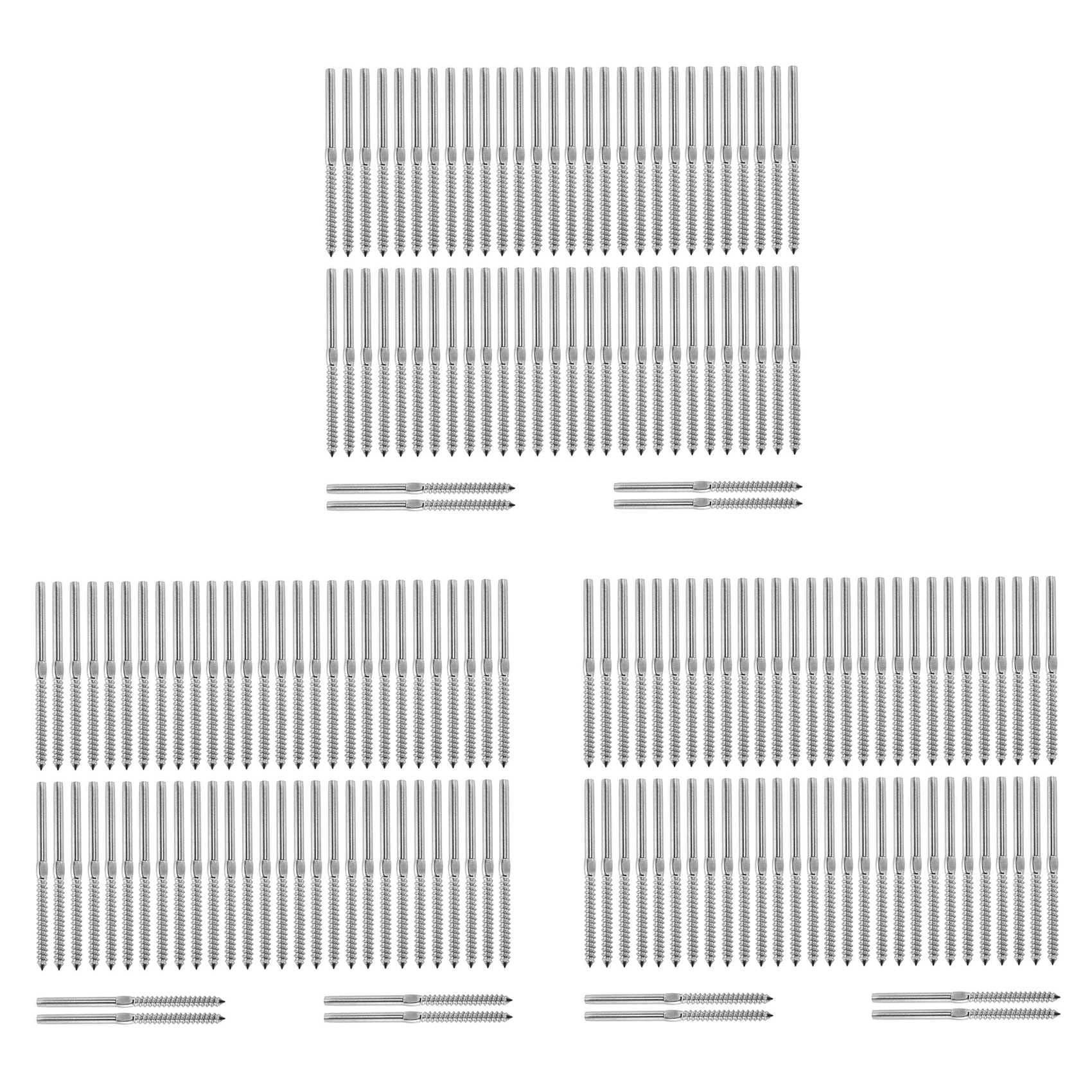 Jnchdghwa 90 Pairs Hand Thread Screws for 1/8 Inch Cable Railing Stair Deck Railing for Wood Post