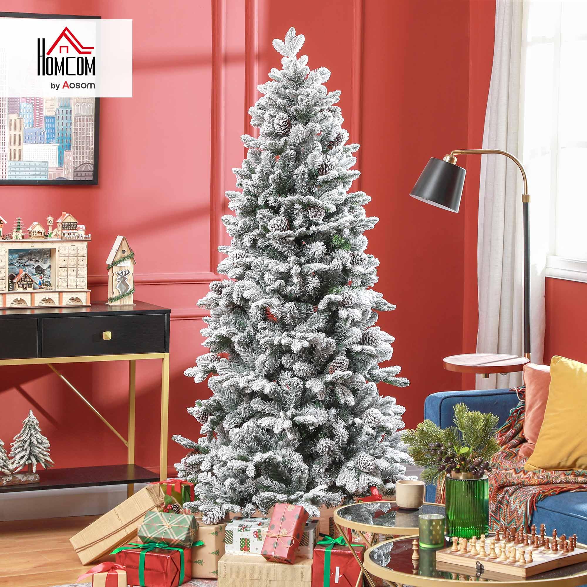 HOMCOM Künstlicher Weihnachtsbaum mit Schnee Christbaum 183 cm Grün