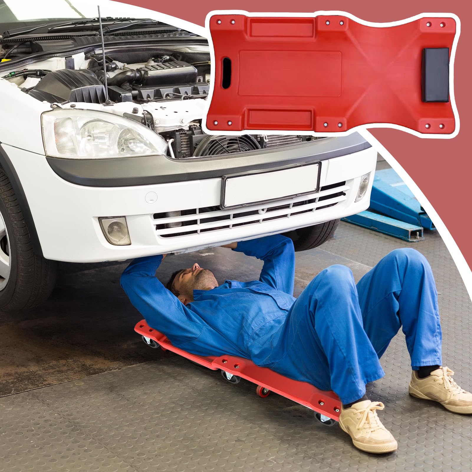 Rodillo Mecánico Bajo Coche, Carro Rodante Mecánico Bajo Coche, Plataforma Acústica de 92 cm con Ruedas Antideslizantes para Rotación de Neumáticos y Cambio de Aceite en Talleres de