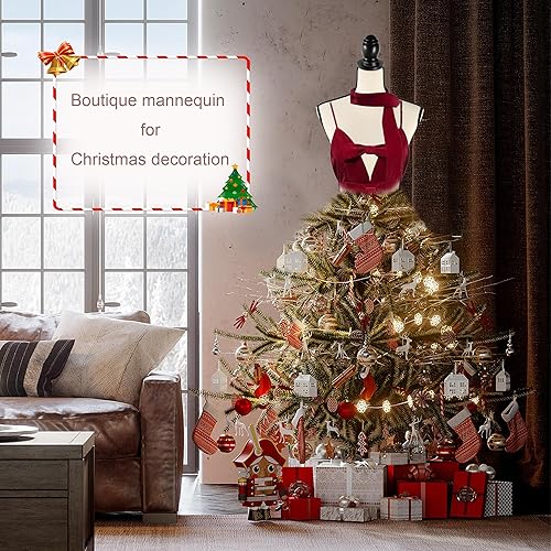 Miniatura 4 de HOMBOUR Forma de vestido con cubierta de tela negra desmontable, 52-67 pulgadas de altura ajustable maniquí femenino torso con base de trípode para