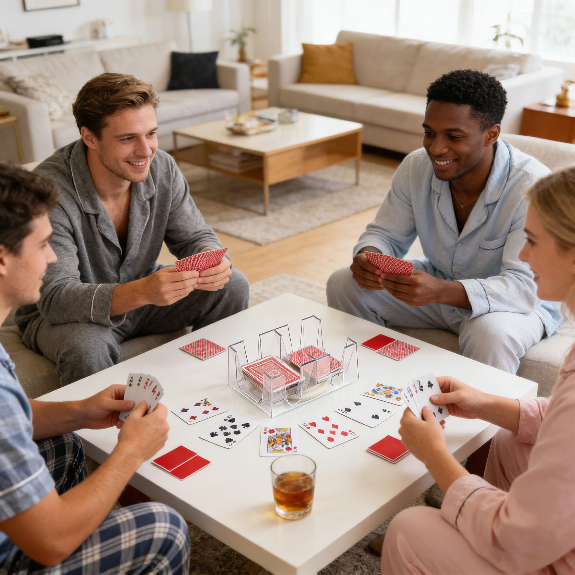 Bandeja giratoria para Naipes, Bandeja de Cartas de Juego, Poner 12 póquer, Transparente, Accesorios para Juegos de Cartas, Apto para Juegos de Mesa con Cartas