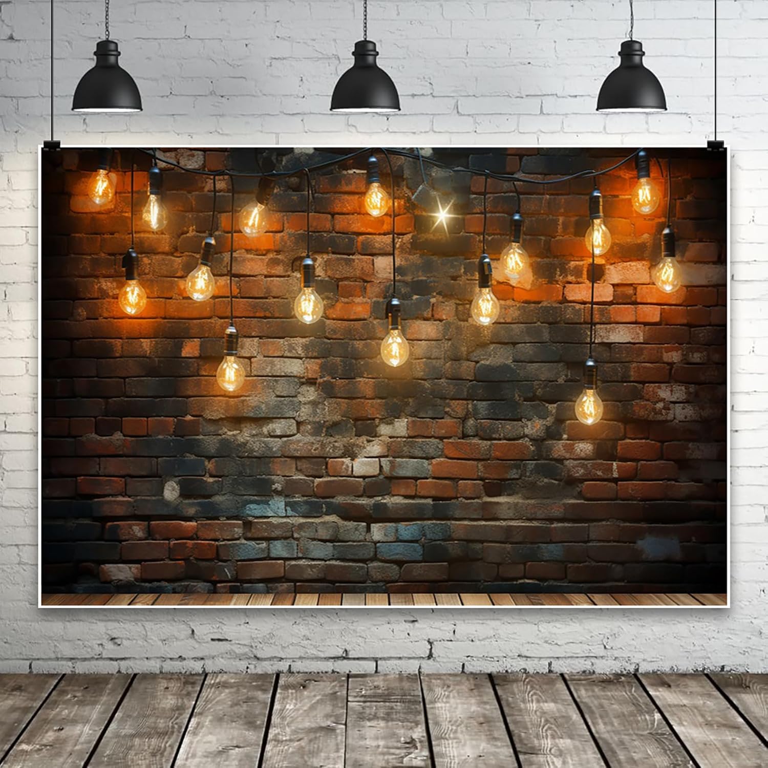 CSFOTO 20x10ft Vintage Brick Backdrop Dim Dungeon Cave Wall Lighting Photography Background Theme Party Decoration Background Banner Portrait Photography Wallpaper Props