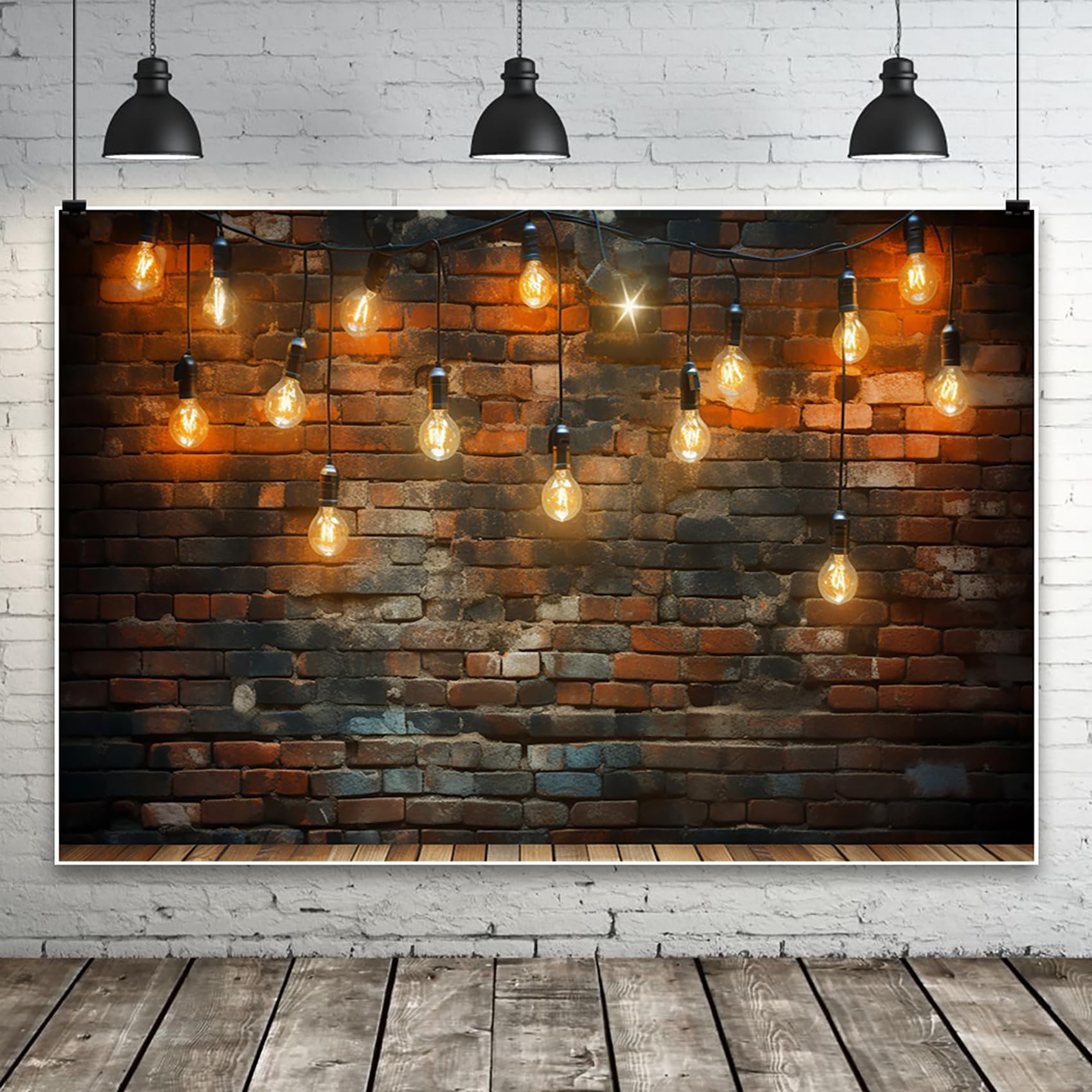 CSFOTO 10x7ft Vintage Brick Backdrop Dim Dungeon Cave Wall Lighting Photography Background Theme Party Decoration Background Banner Portrait