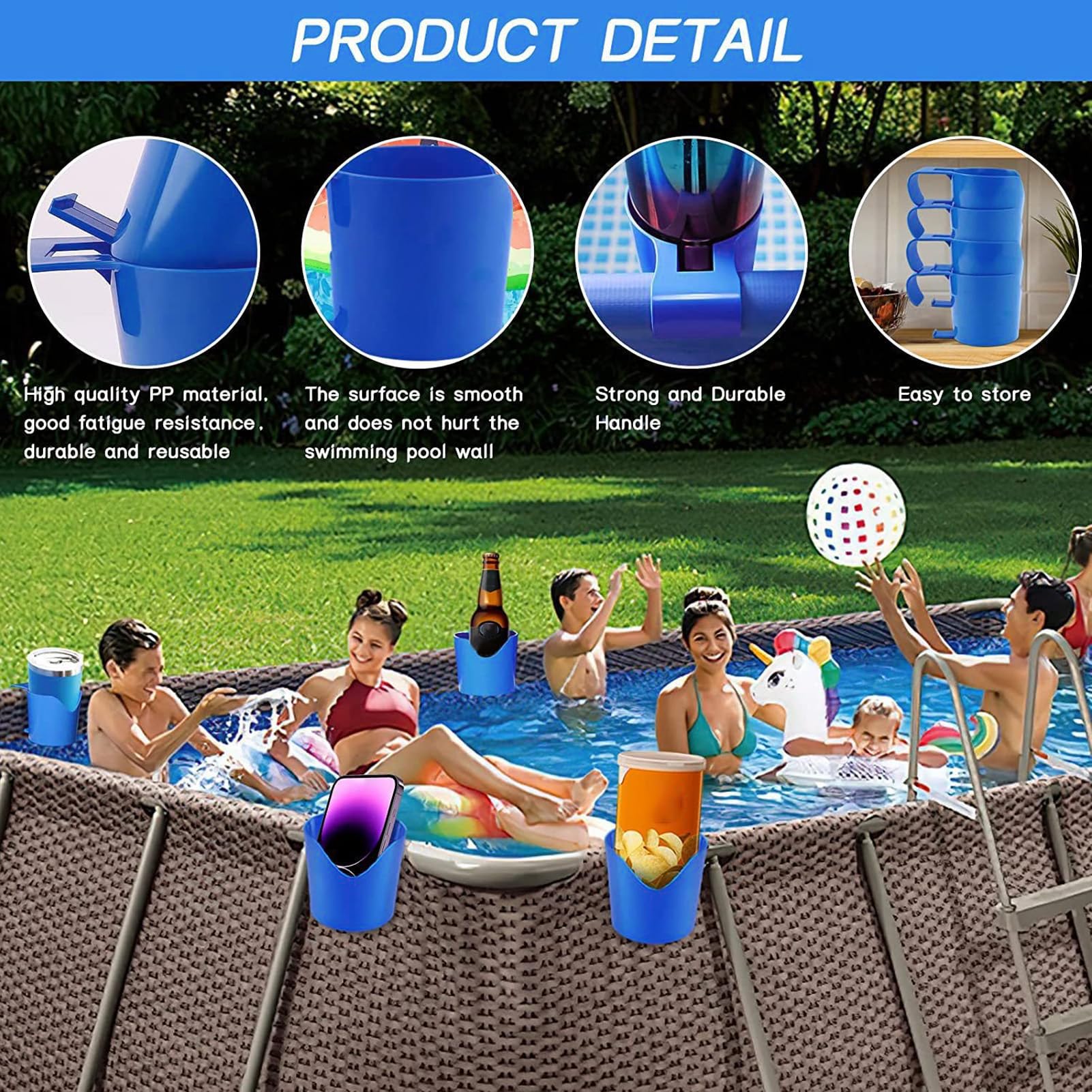 4 Stück Pool-Getränkehalter Für Oberirdische Pools, Pool-Getränkehalter Für Getränke, Getränkehalter, Pool-Telefonhalter, Bar-Pool-Zubehör Für Getränke