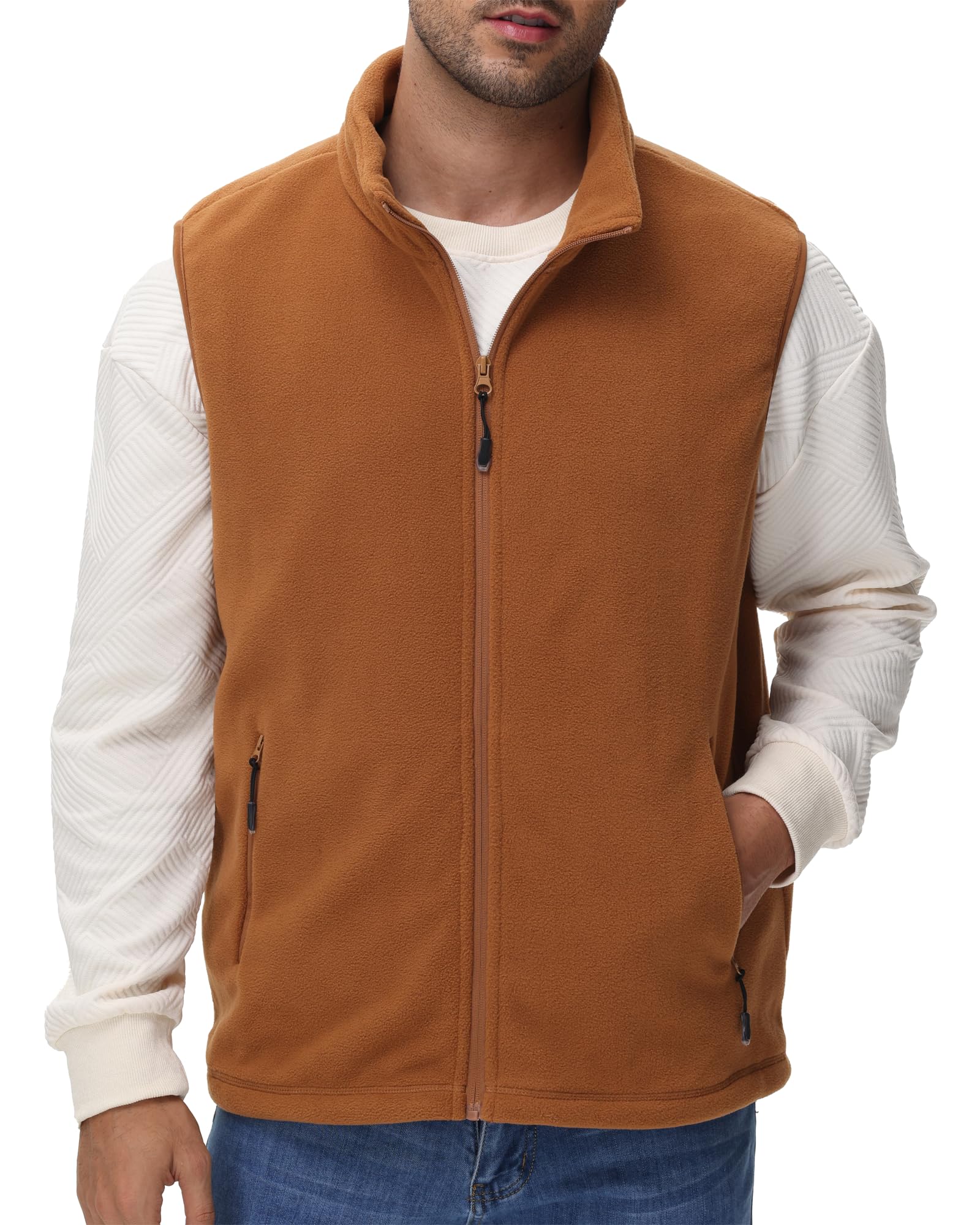 Men's Fleece Vest Full Zip Polar Fleece Sleeveless Jacket Lightweight Outerwear Golf Vests with Zipper Pockets-picture-27