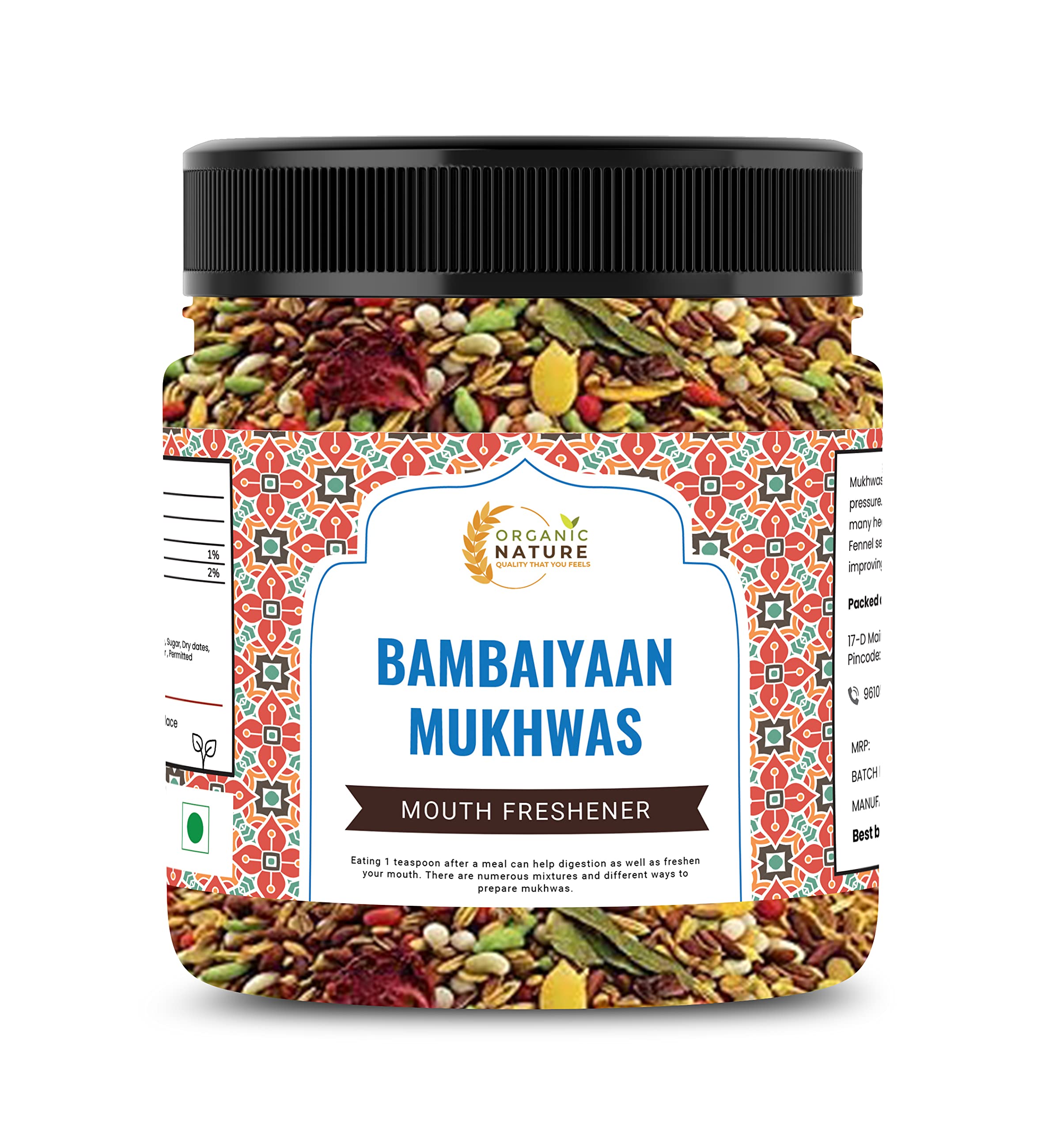 Organic Nature Homemade Bambaiya Mukhwas Mouth Freshener (Jar Pack) (300 Grams (Pack of 1 of 300 Grams))