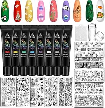 Biutee Nail Stamping Plates set 8 pcs Nail stamping polish gel 10pcs Templates with stamper Nail Art Plates set animal flower design